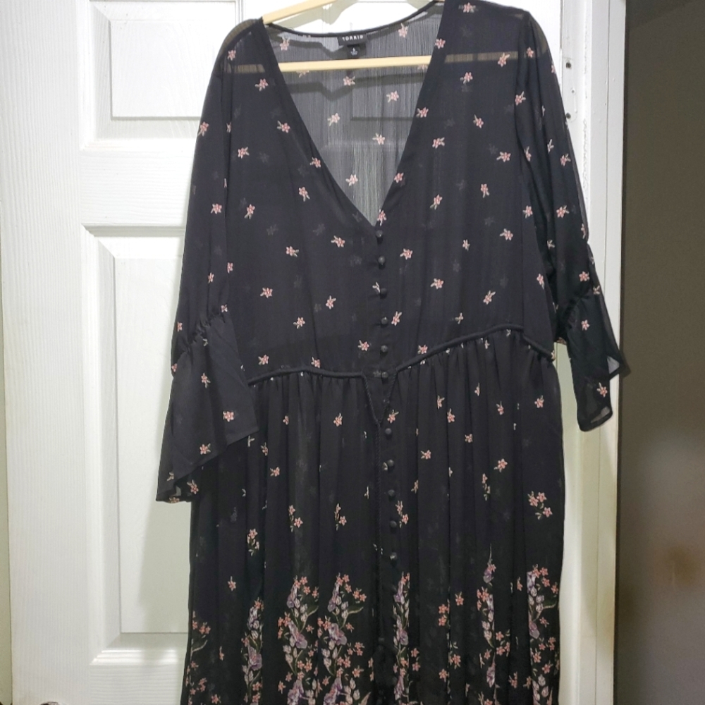 NWOT Torrid Maxi Dress Sheer Black Plus Size 4x